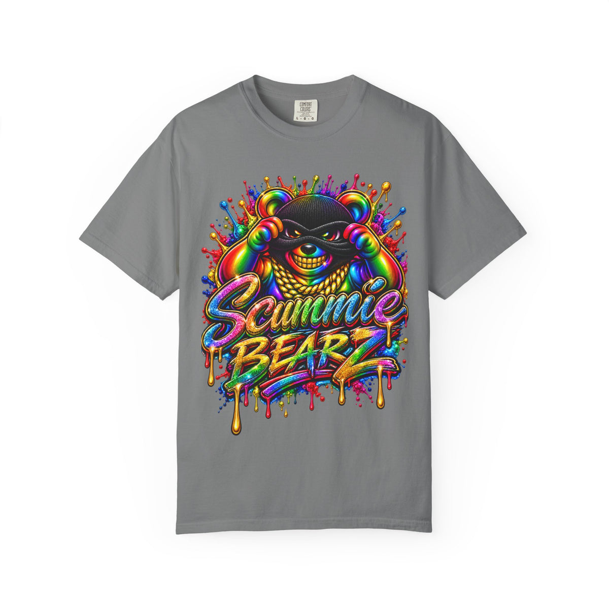 Unisex Garment-Dyed T-shirt-RAINBOW MASK LOGO GLOCK SB CROWN LOGO-SCUMMIEBEARZ™