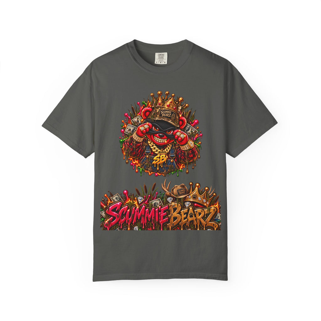 Unisex Garment-Dyed T-shirt--HILLBILLY COUNTY FAIR OUTLAWS/CROWN SB LOGO-SCUMMIEBEARZ™️