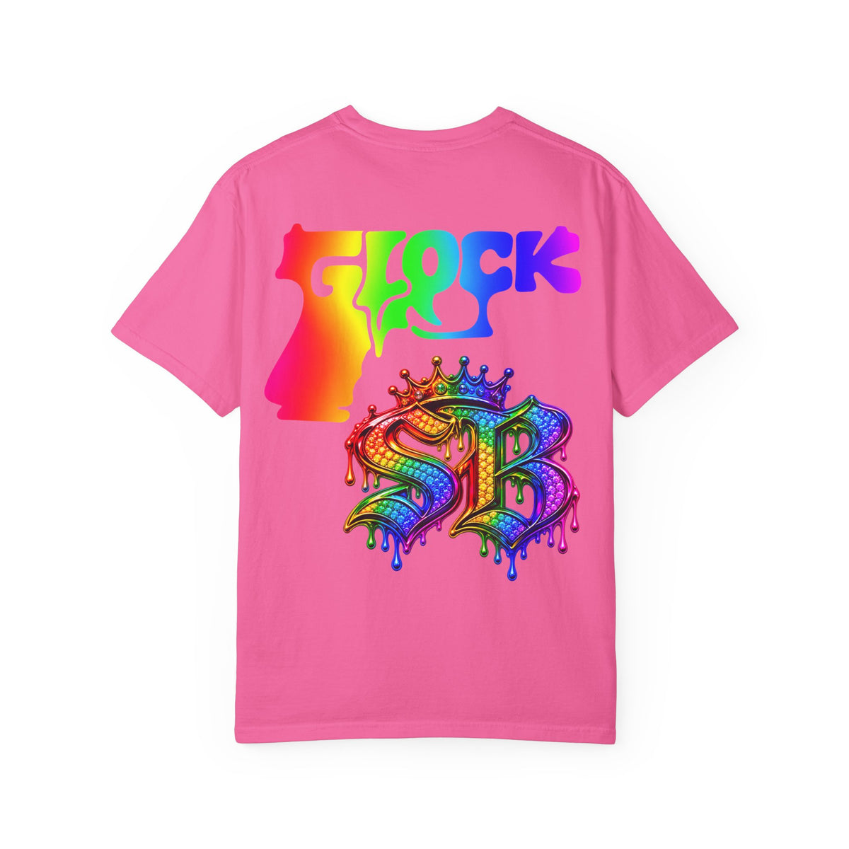 Unisex Garment-Dyed T-shirt-RAINBOW MASK LOGO GLOCK SB CROWN LOGO-SCUMMIEBEARZ™