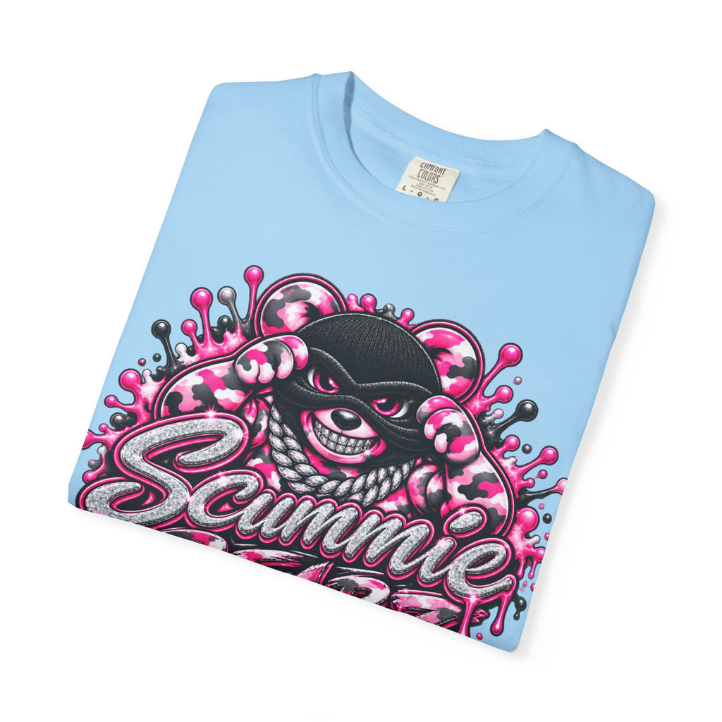 Unisex Garment-Dyed T-shirt-PINK CAMO MASK LOGO GLOCK -SCUMMIEBEARZ™