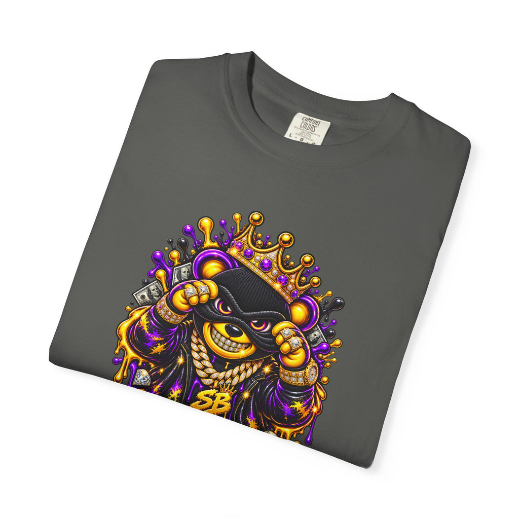 Unisex Garment-Dyed T-shirt-PURPLE&G9D CROWN MASK LOGO TRAP HOUSE MEET-SCUMMINGBEARZ™