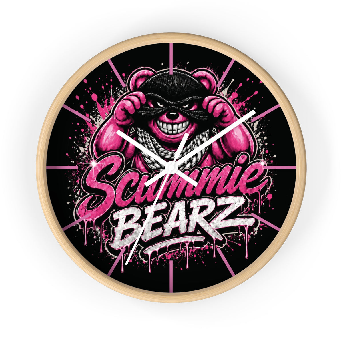 Wall Clock-PINK/SILVER MASK LOGO-SCUMMIEBEARZ™️