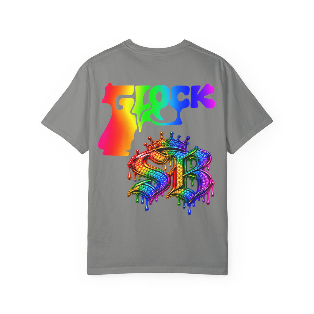 Unisex Garment-Dyed T-shirt-RAINBOW MASK LOGO GLOCK SB CROWN LOGO-SCUMMIEBEARZ™