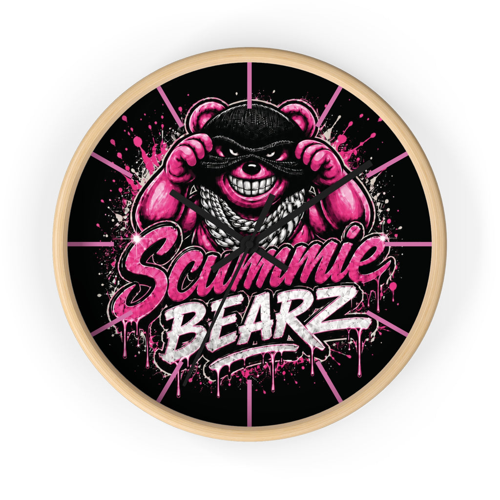 Wall Clock-PINK/SILVER MASK LOGO-SCUMMIEBEARZ™️