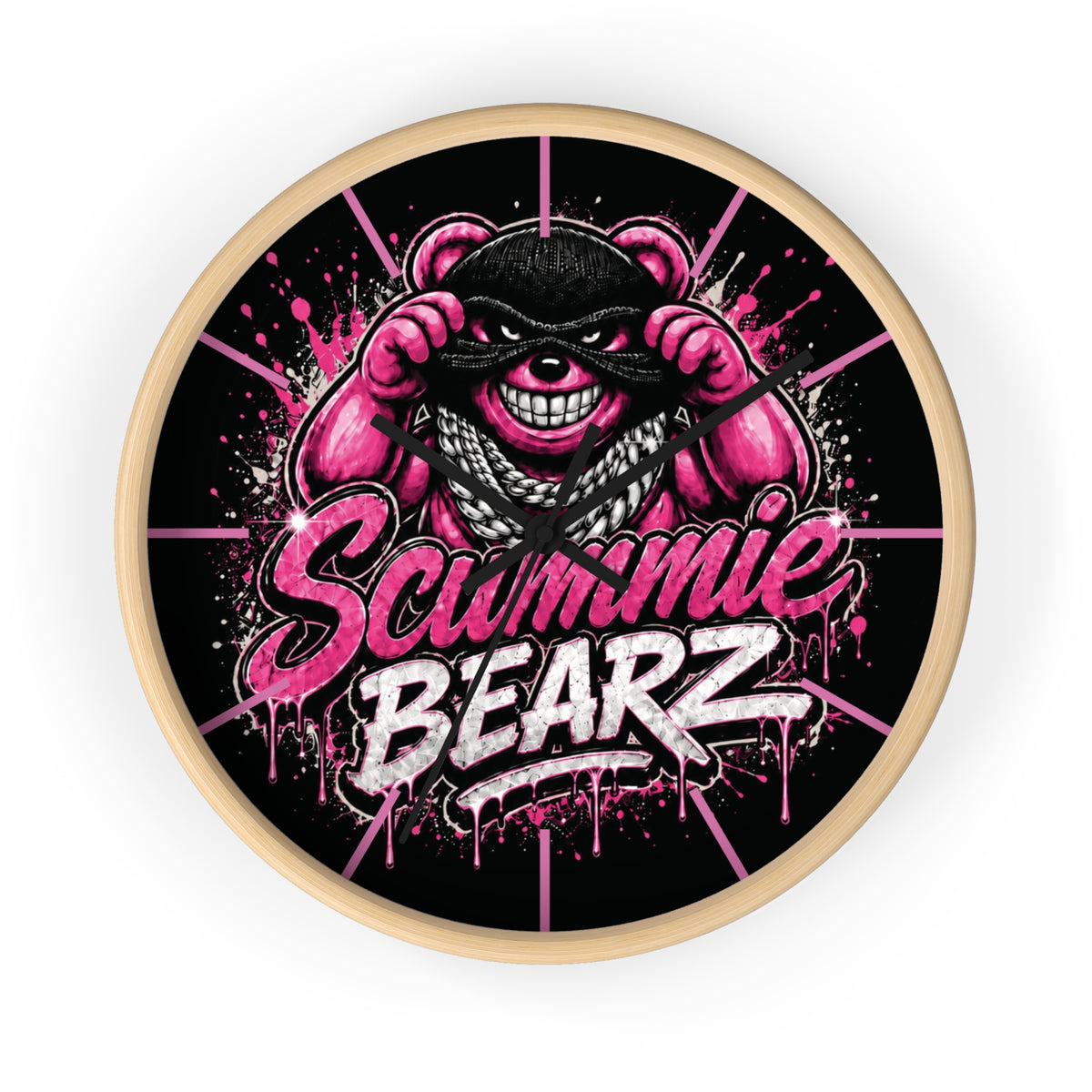 Wall Clock-PINK/SILVER MASK LOGO-SCUMMIEBEARZ™️