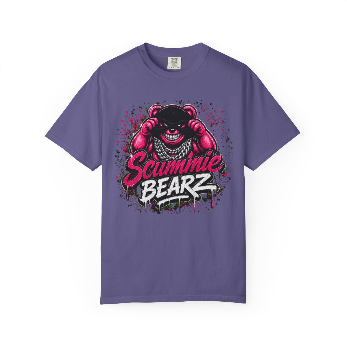 Unisex Garment-Dyed T-shirt-PINK MASK LOGO& IF YOU SLIP SHE WILL GRIP-SCUMMIEBEARZ™