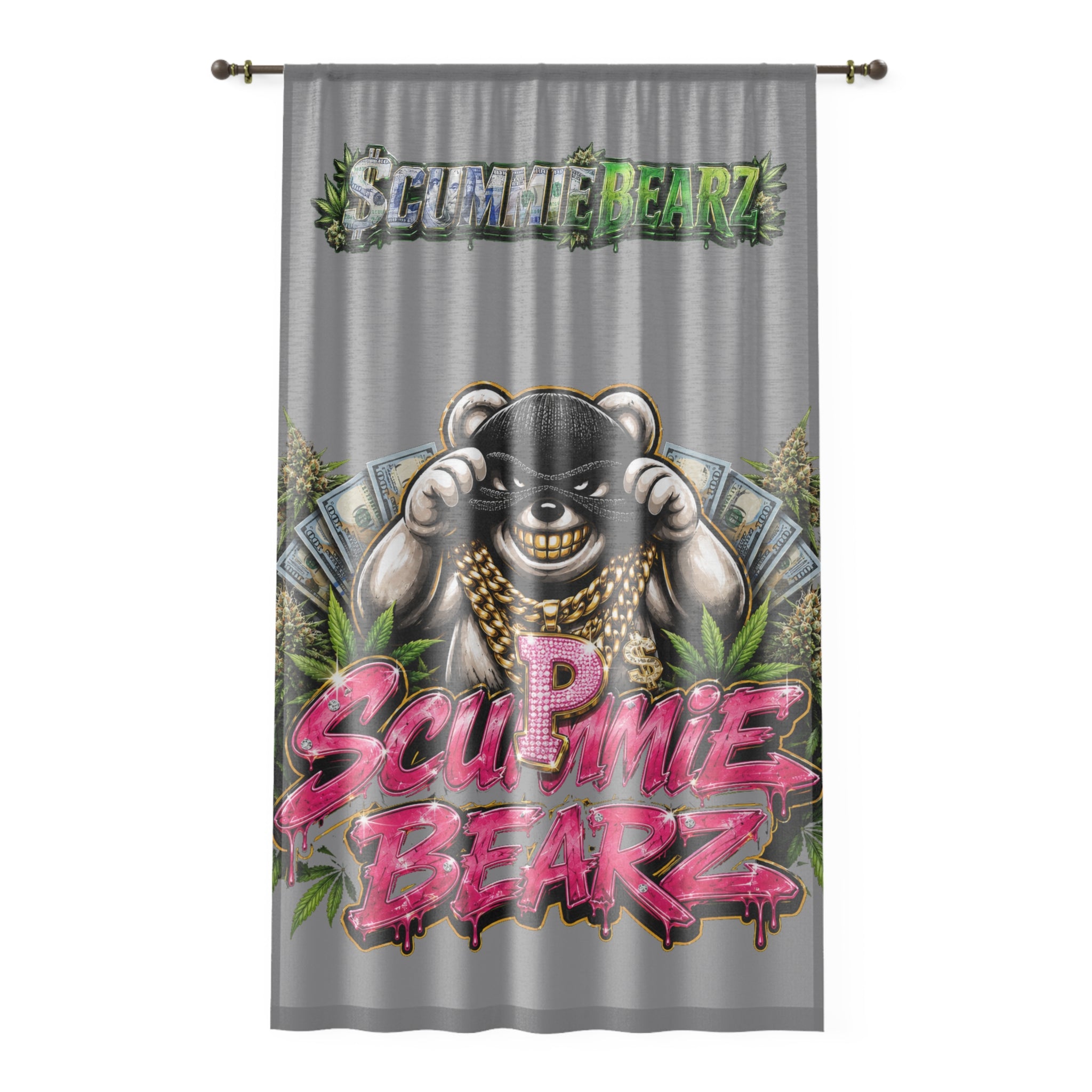 Window Curtain-P.M.W.(P***y Money Weed) Logo SCUMMIEBEARZ™