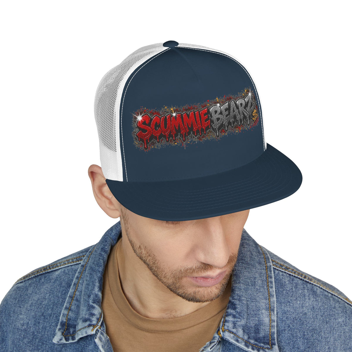 5 Panel Trucker Cap-RED/CHARCOAL SCUMMIEBEARZ LOGO-SCUMMIEBEARZ™