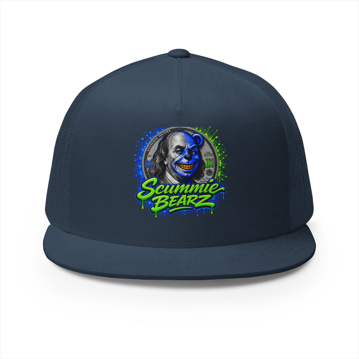5 Panel Trucker Cap- BLUE BENJAMIN FRANKLIN-SCUMMIEBEARZ™️