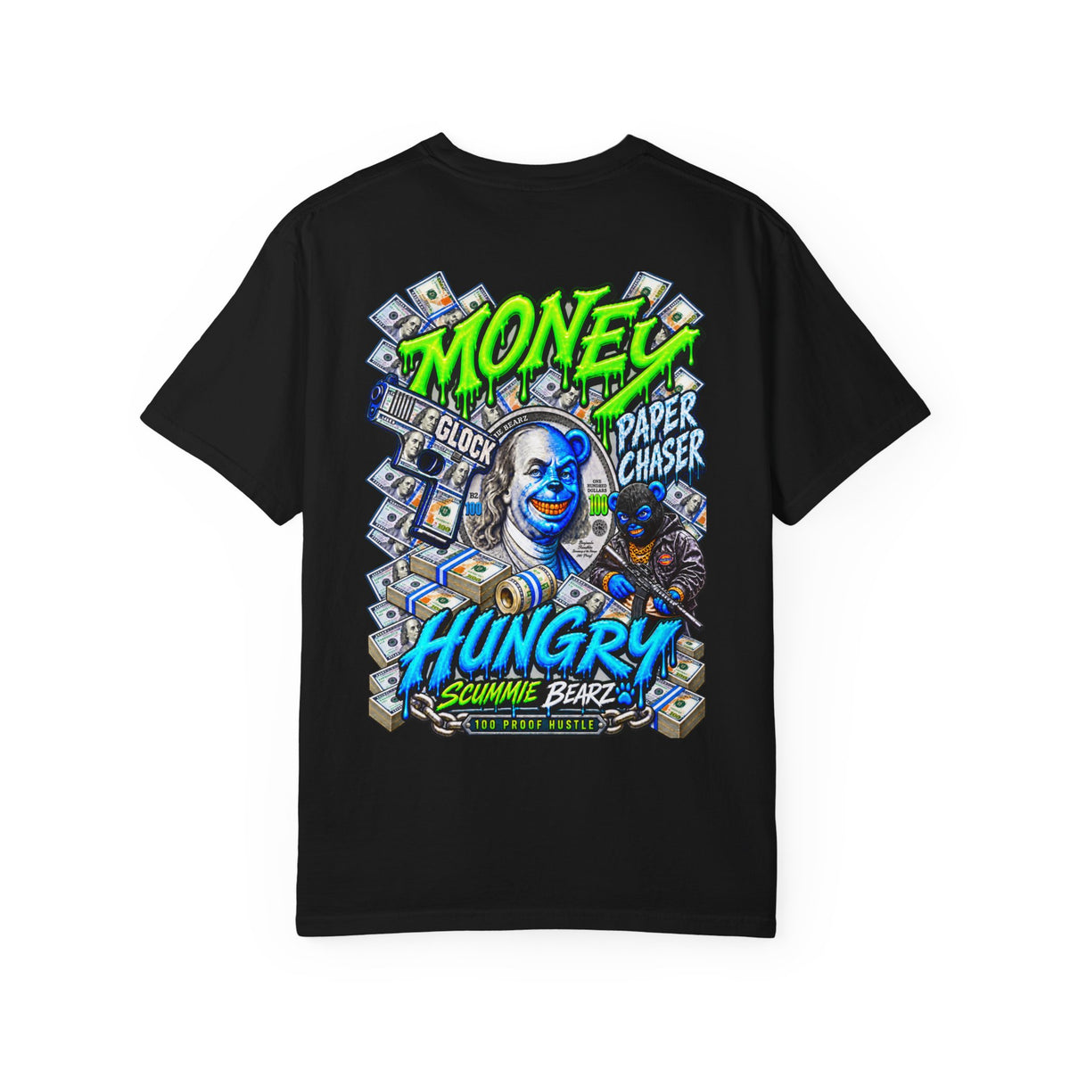 Unisex Garment-Dyed T-SHIRT-MONEY HUNGRY/SB LOGO-SCUMMIEBEARZ™