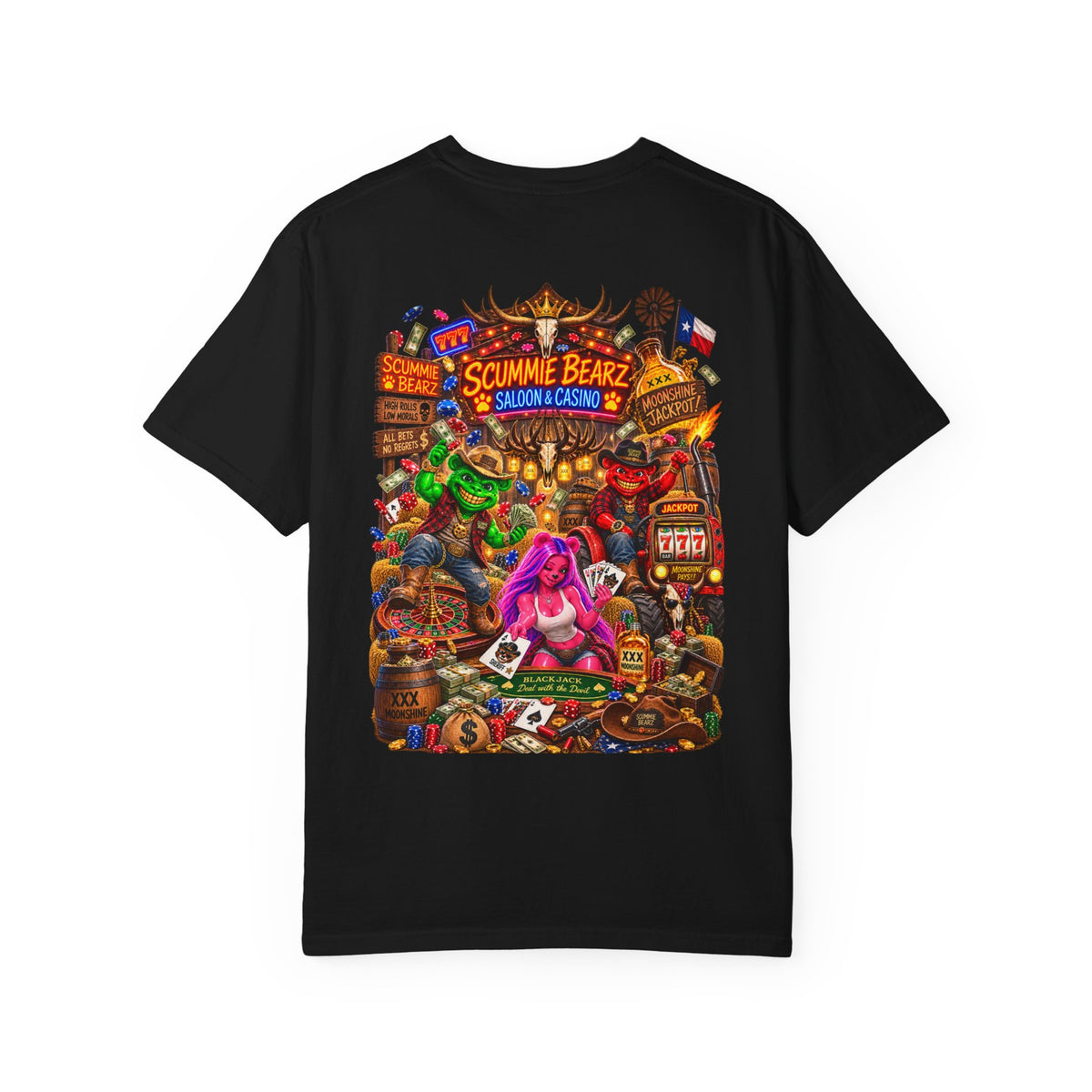 Unisex Garment-Dyed T-shirt-HILLBILLY CROWN SB LOGO HILLBILLY CASINO -SCUMMIEBEARZ™