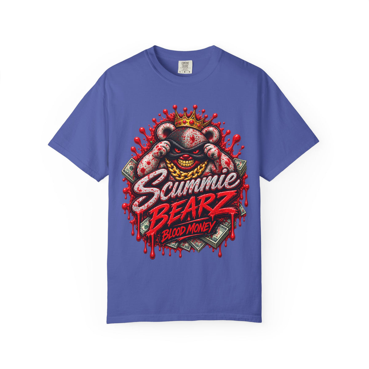 Unisex Garment-Dyed T-SHIRT-BLOOD MONEY GLOCK/MASK LOGO-SCUMMIEBEARZ™