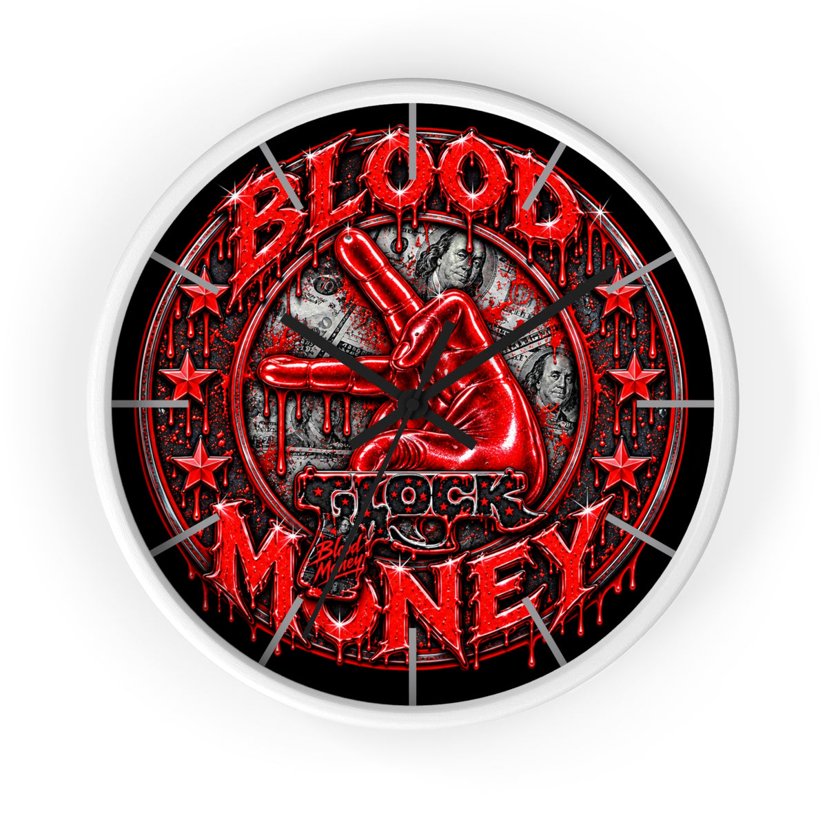 wall clock -Red blood Money-SCUMMIEBEARZ™️