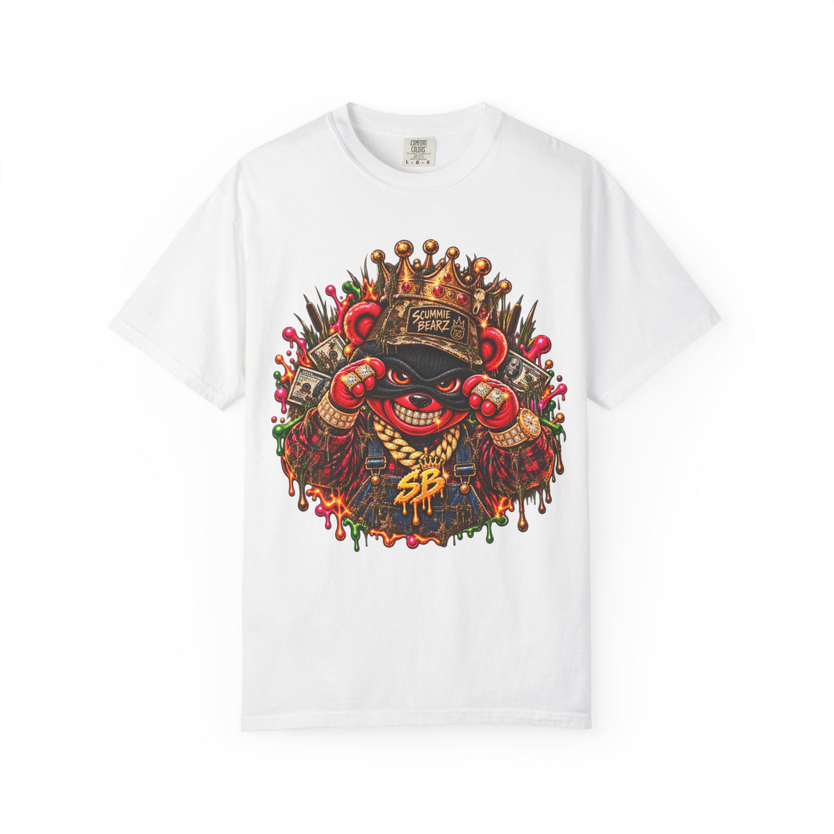 Unisex Garment-Dyed T-shirt-HILLBILLY cROWN MASK/GLOCK LOGO-SCUMMIEBEARZ™️