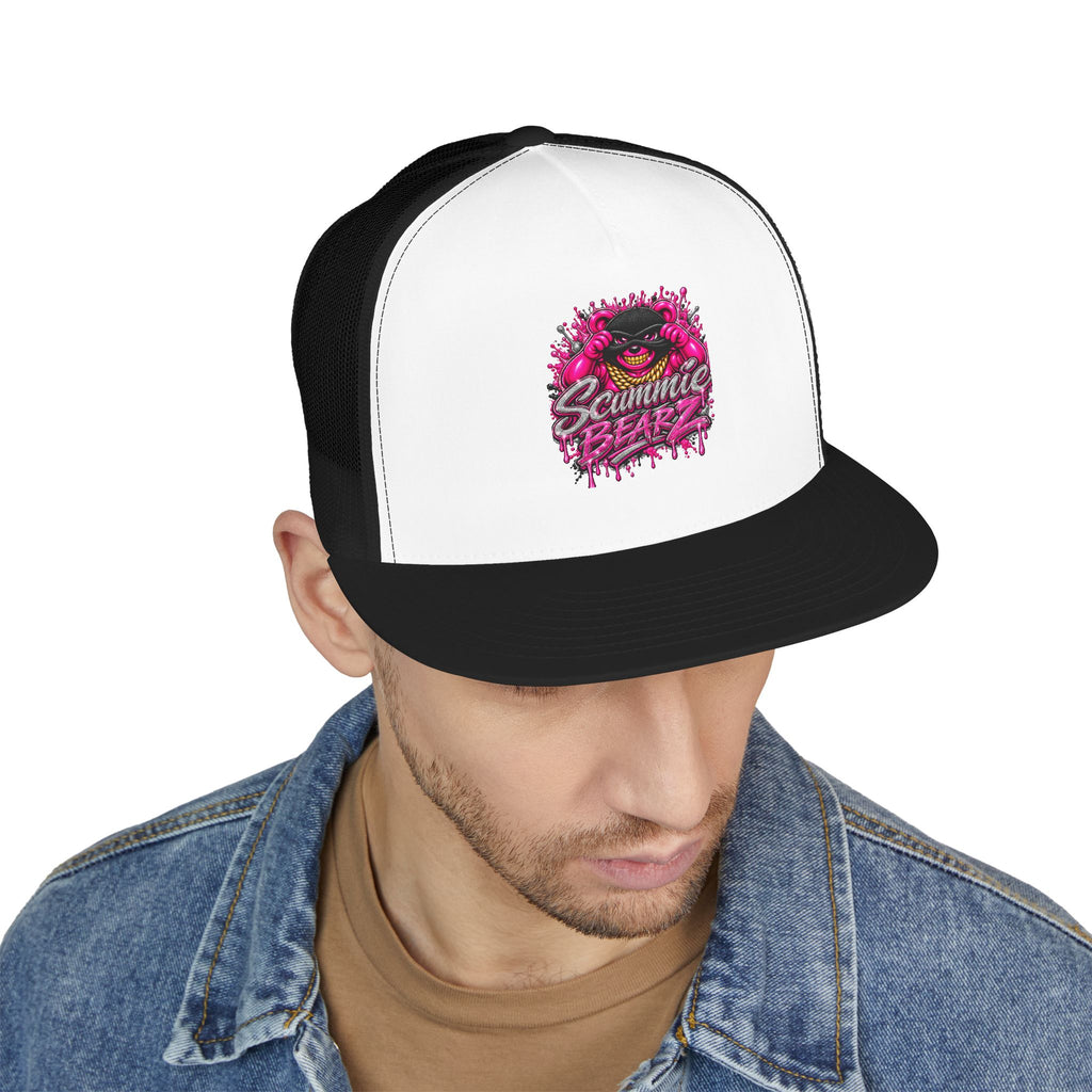 5 Panel Trucker Cap- PINK/SILVER MASK LOGO-SCUMMIEBEARZ™