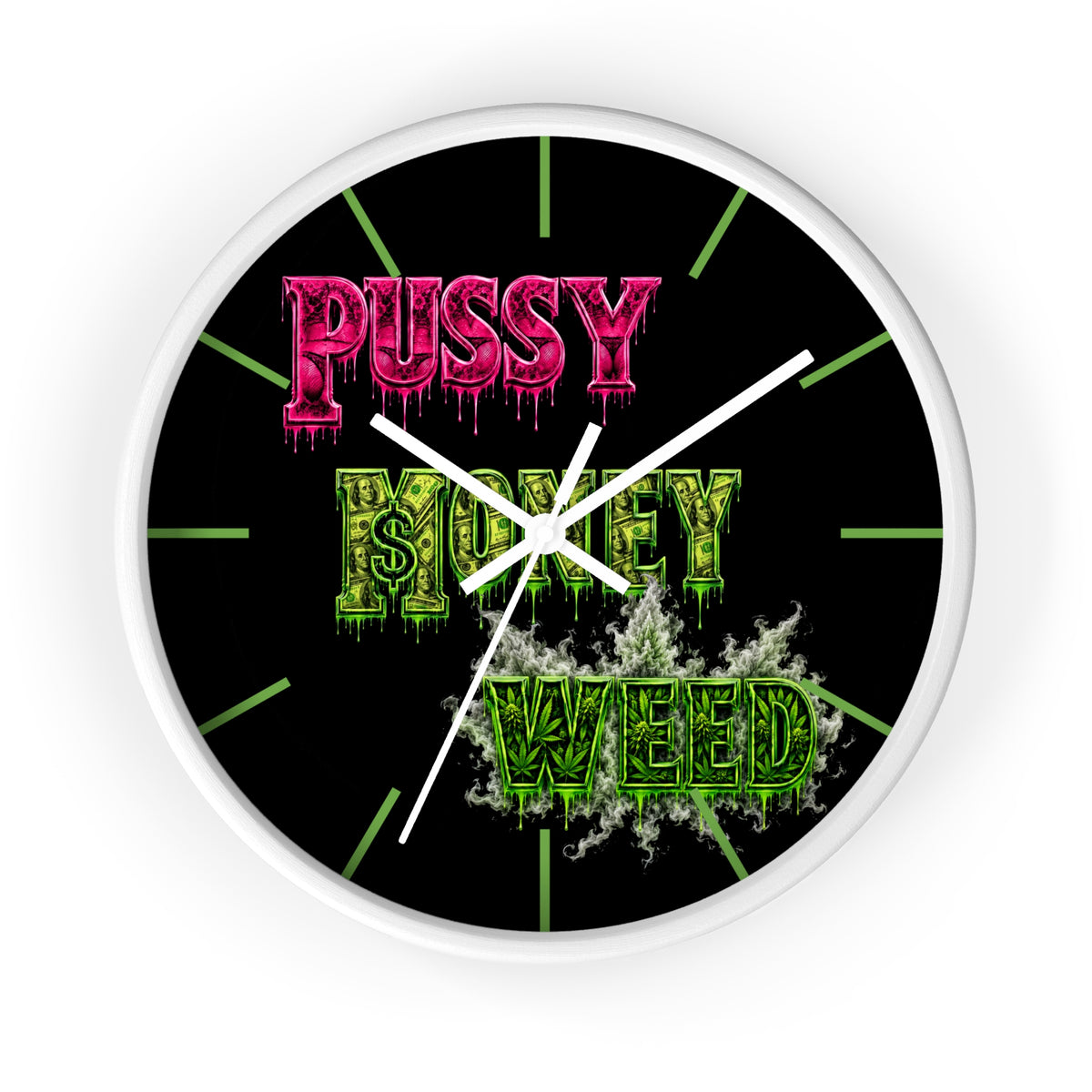 Wall clock-P.M.W. (P***y Money Weed)-SCUMMIEBEARZ™️