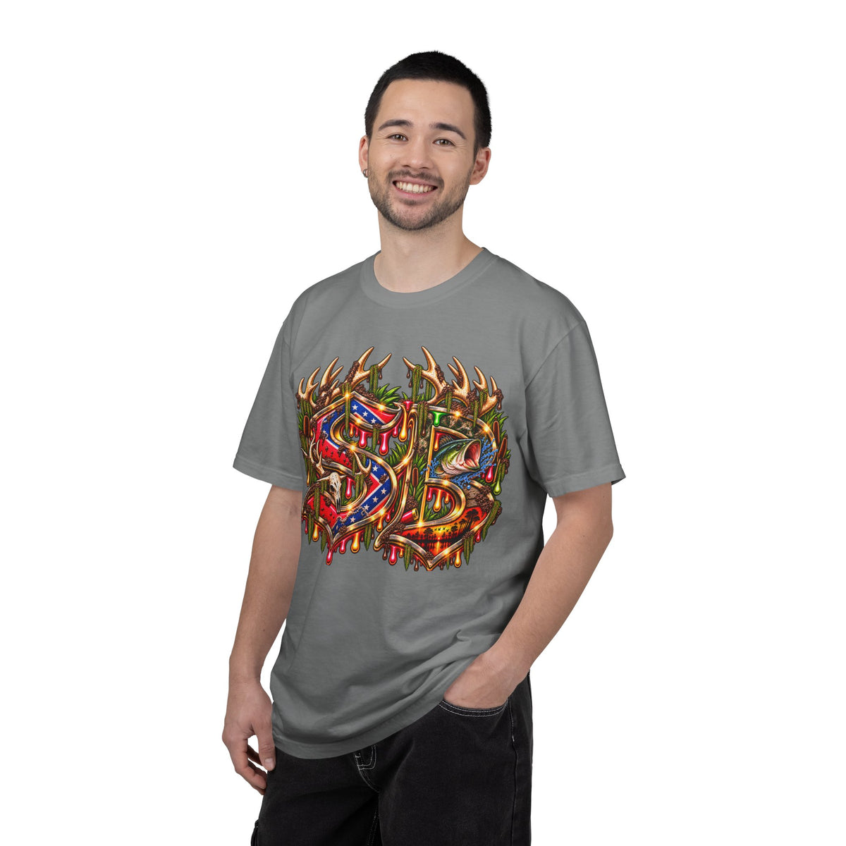 Unisex Garment-Dyed T-SHIRT-HILLBILLY GLOCK/SB CROWN LOGO-SCUMMIEBEARZ™