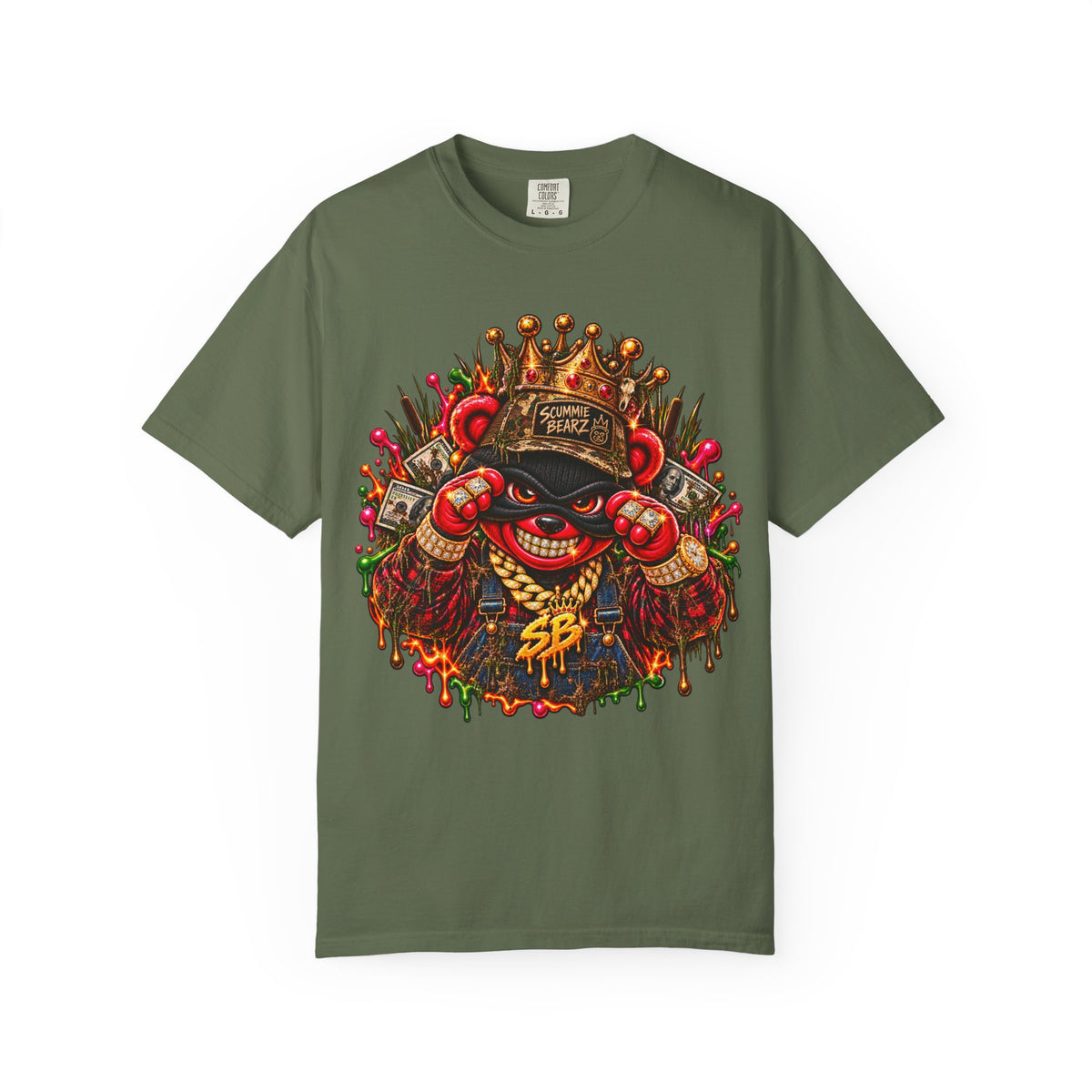 Unisex Garment-Dyed T-shirt-HILLBILLY cROWN MASK/GLOCK LOGO-SCUMMIEBEARZ™️