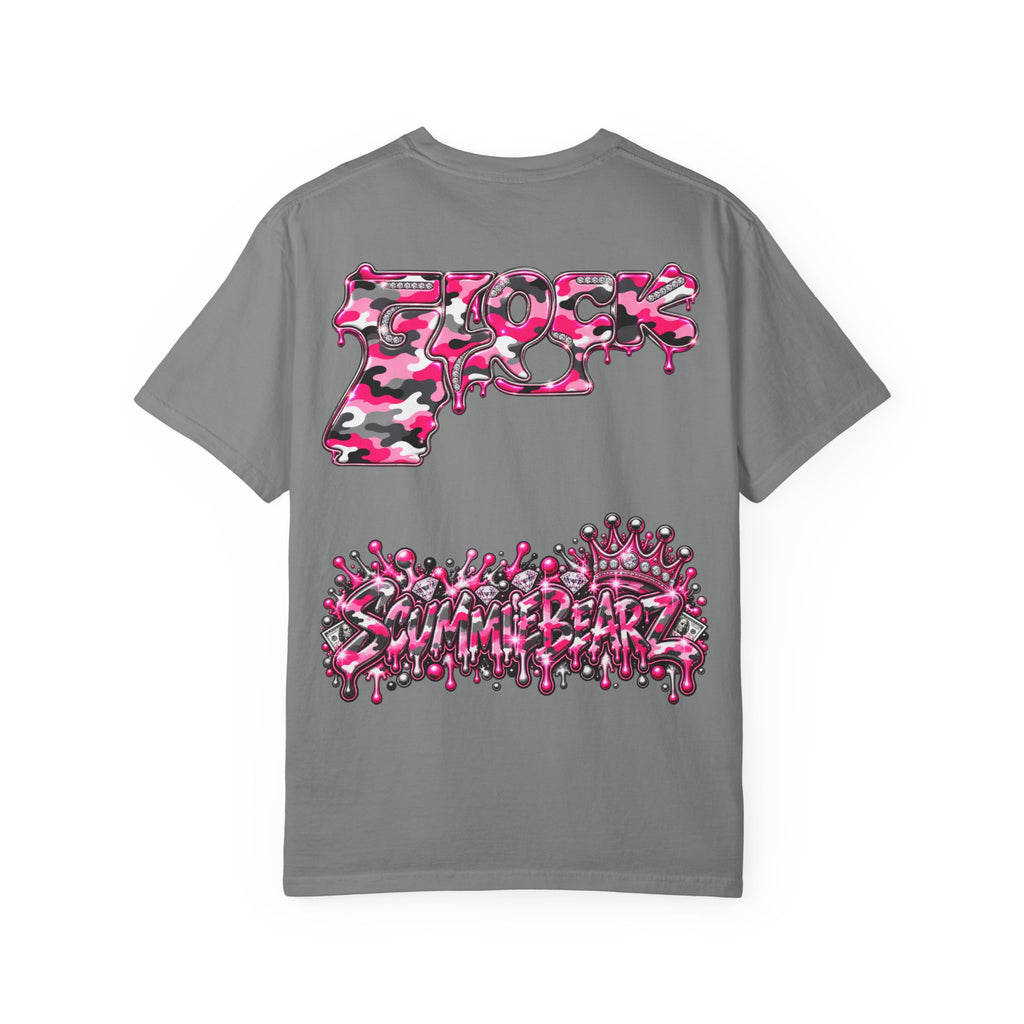 Unisex Garment-Dyed T-shirt-PINK CROWN MASK LOGO GLOCK -SCUMMIEBEARZ™