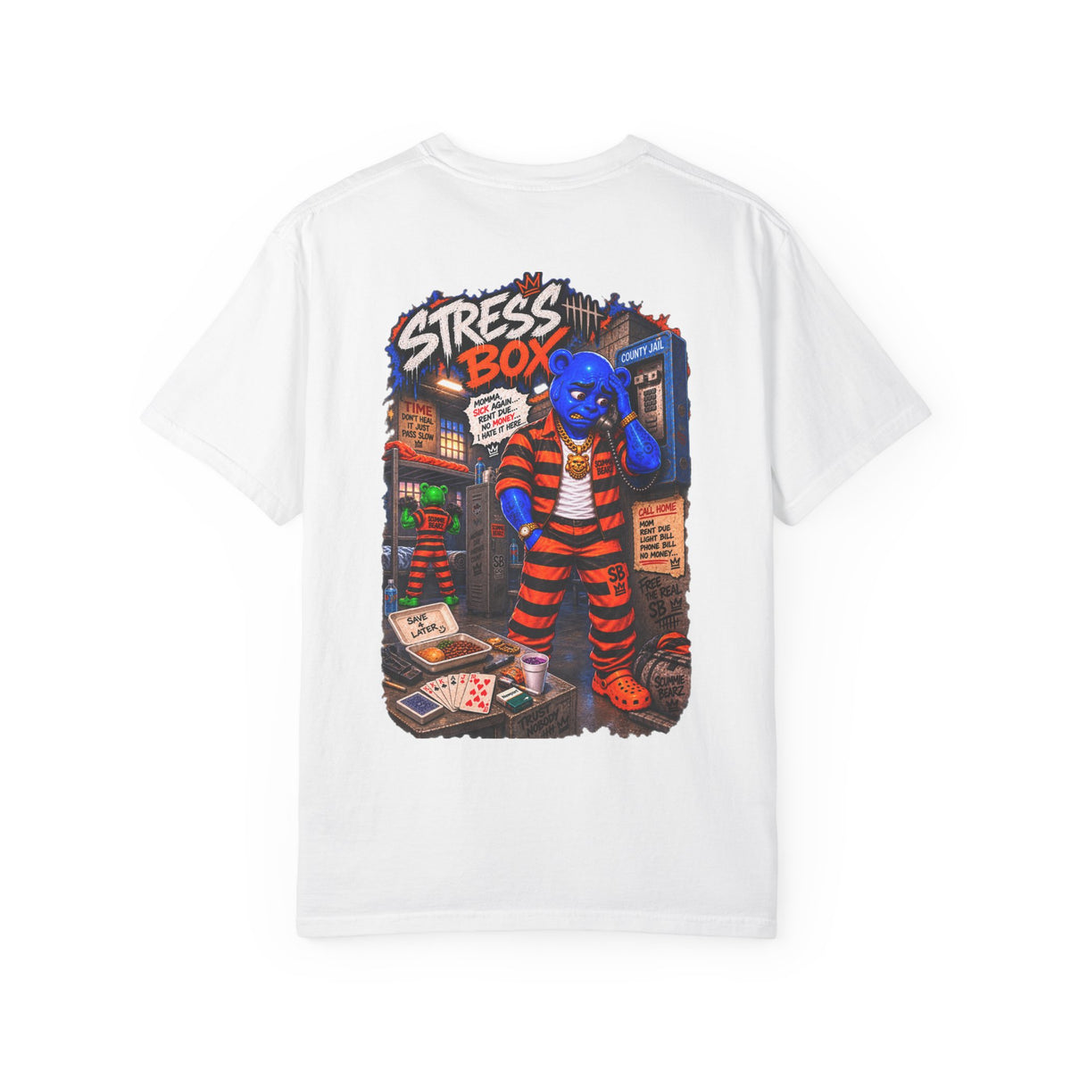 Unisex Garment-Dyed T-shirt-SB CROWN LOGO STRESS BOX LOCKED UP COLLECTION-SCUMMIEBEARZ™