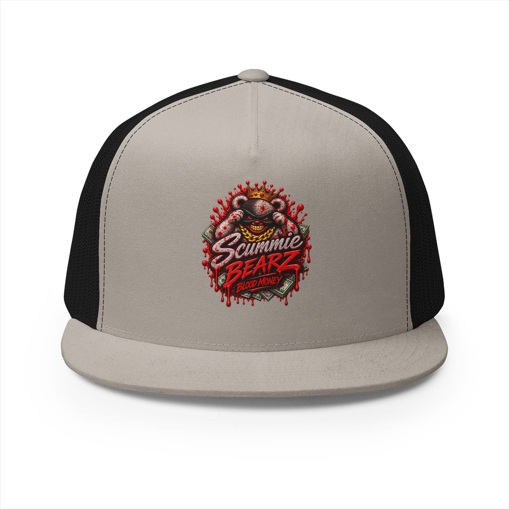5 Panel Trucker Cap-	RED BLOOD MONEY MASK LOGO-SCUMMIEBEARZ™