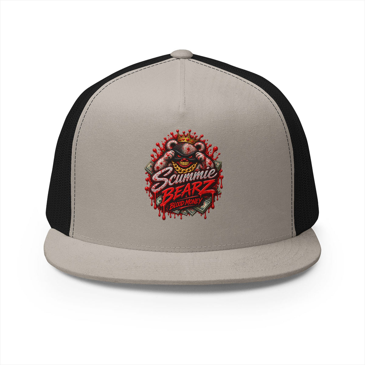 5 Panel Trucker Cap-	RED BLOOD MONEY MASK LOGO-SCUMMIEBEARZ™