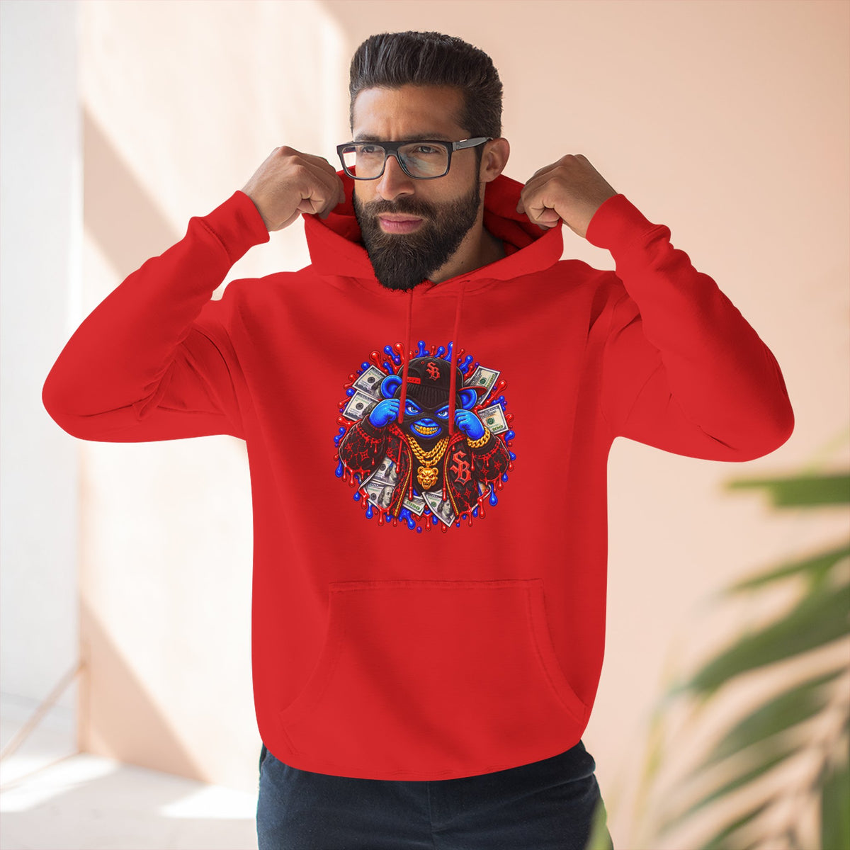 Three-Panel Fleece Hoodie-GET SERVED-SCUMMIEBEARZ™️