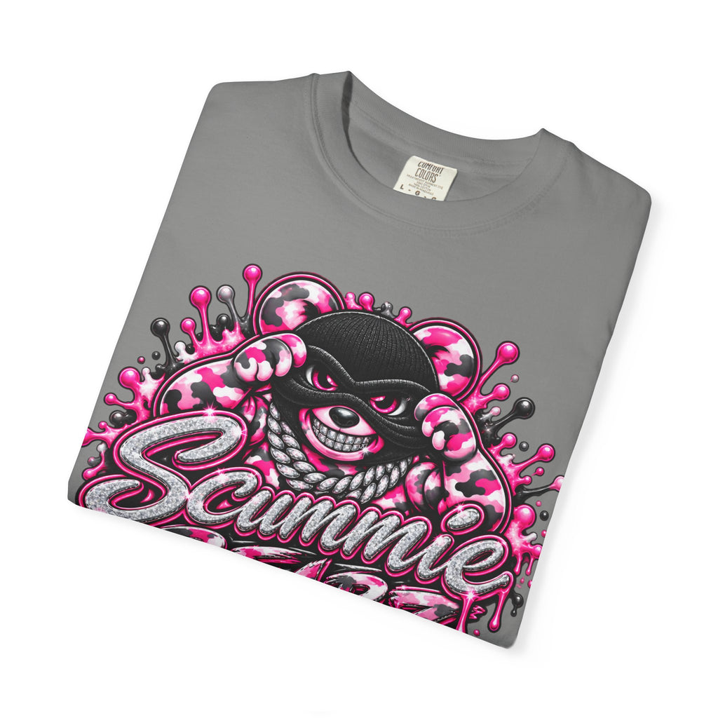 Unisex Garment-Dyed T-shirt-PINK CAMO MASK LOGO GLOCK -SCUMMIEBEARZ™