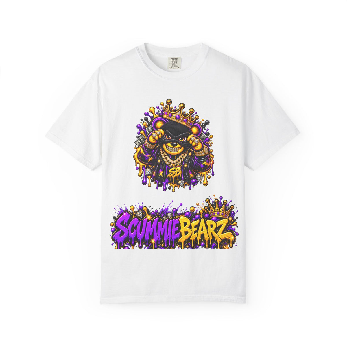 Unisex Garment-Dyed T-shirt-PURPLE&G9D CROWN MASK LOGO TRAP HOUSE MEET-SCUMMINGBEARZ™