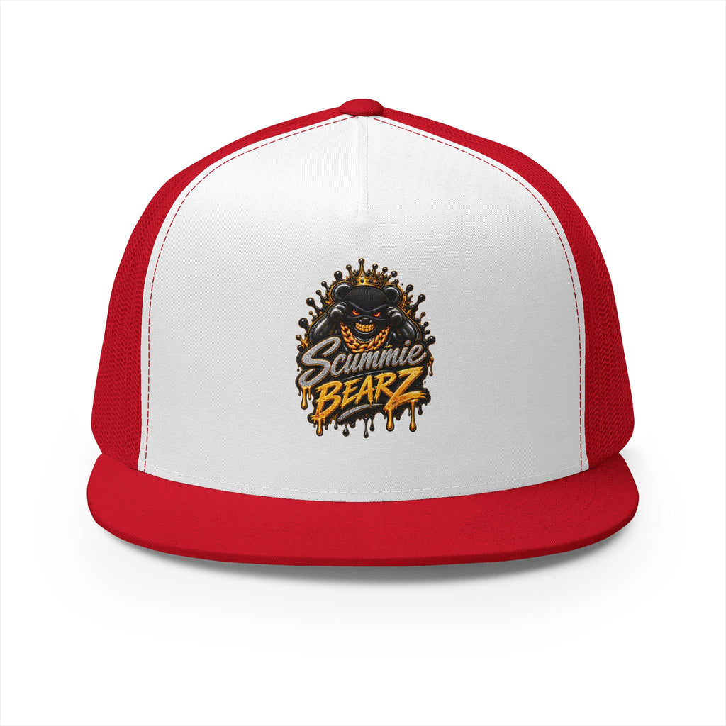5 Panel Trucker Cap-SILVER/GOLD MASK LOGO-SCUMMIEBEARZ™