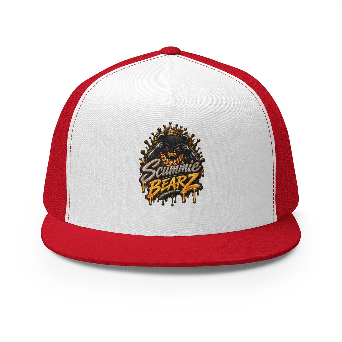 5 Panel Trucker Cap-SILVER/GOLD MASK LOGO-SCUMMIEBEARZ™