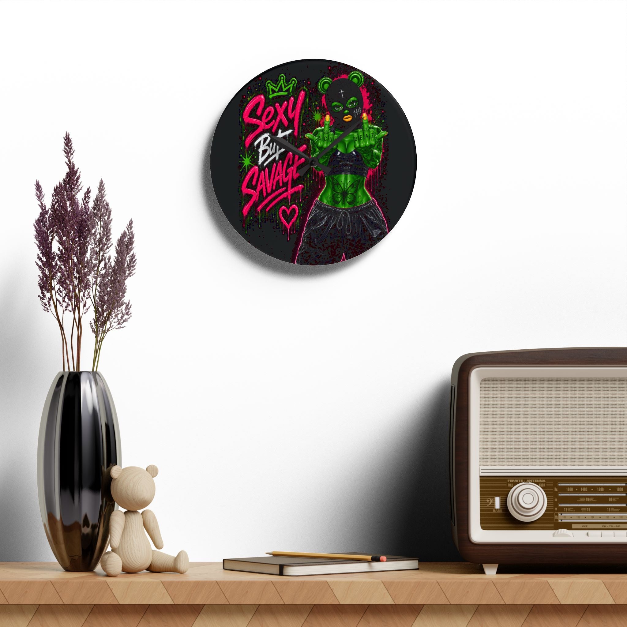 Acrylic Wall Clock-Sexy But Savage Green Remix