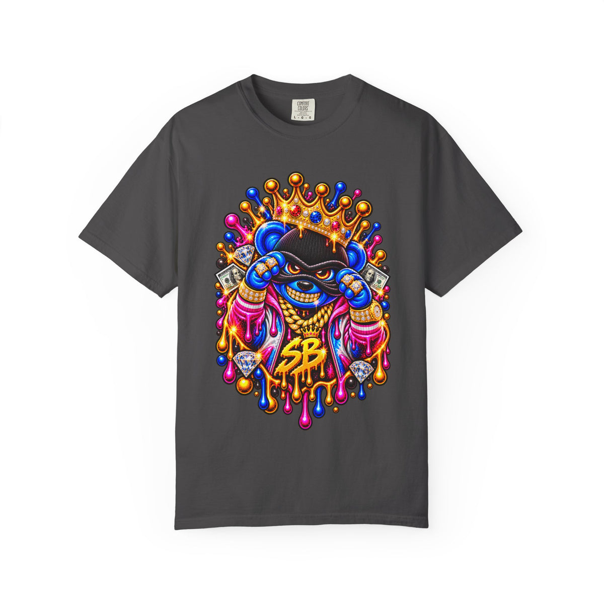 Unisex Garment-Dyed T-shirt-MULTI COLOR CROWN MASK LOGO GLOCK -SCUMMIEBEARZ™
