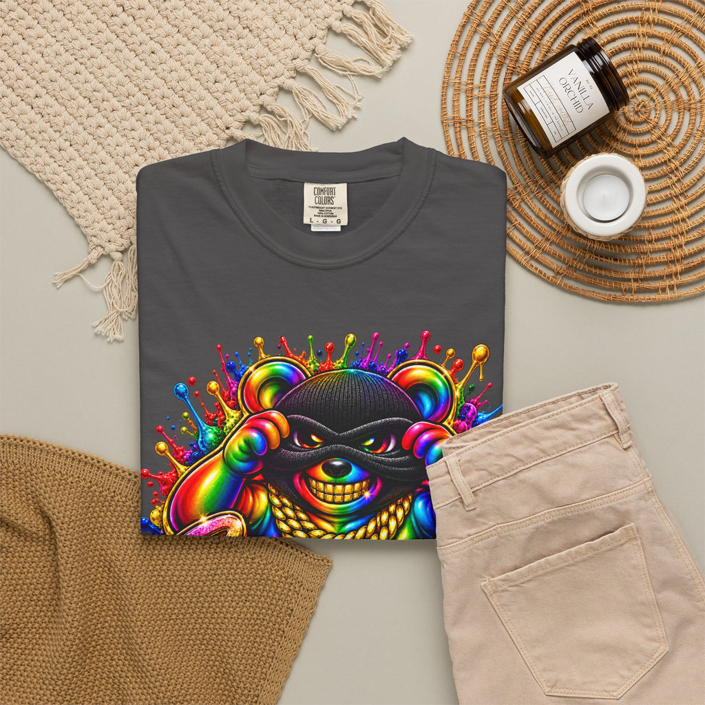 Unisex Garment-Dyed T-shirt-RAINBOW MASK LOGO GLOCK SB CROWN LOGO-SCUMMIEBEARZ™