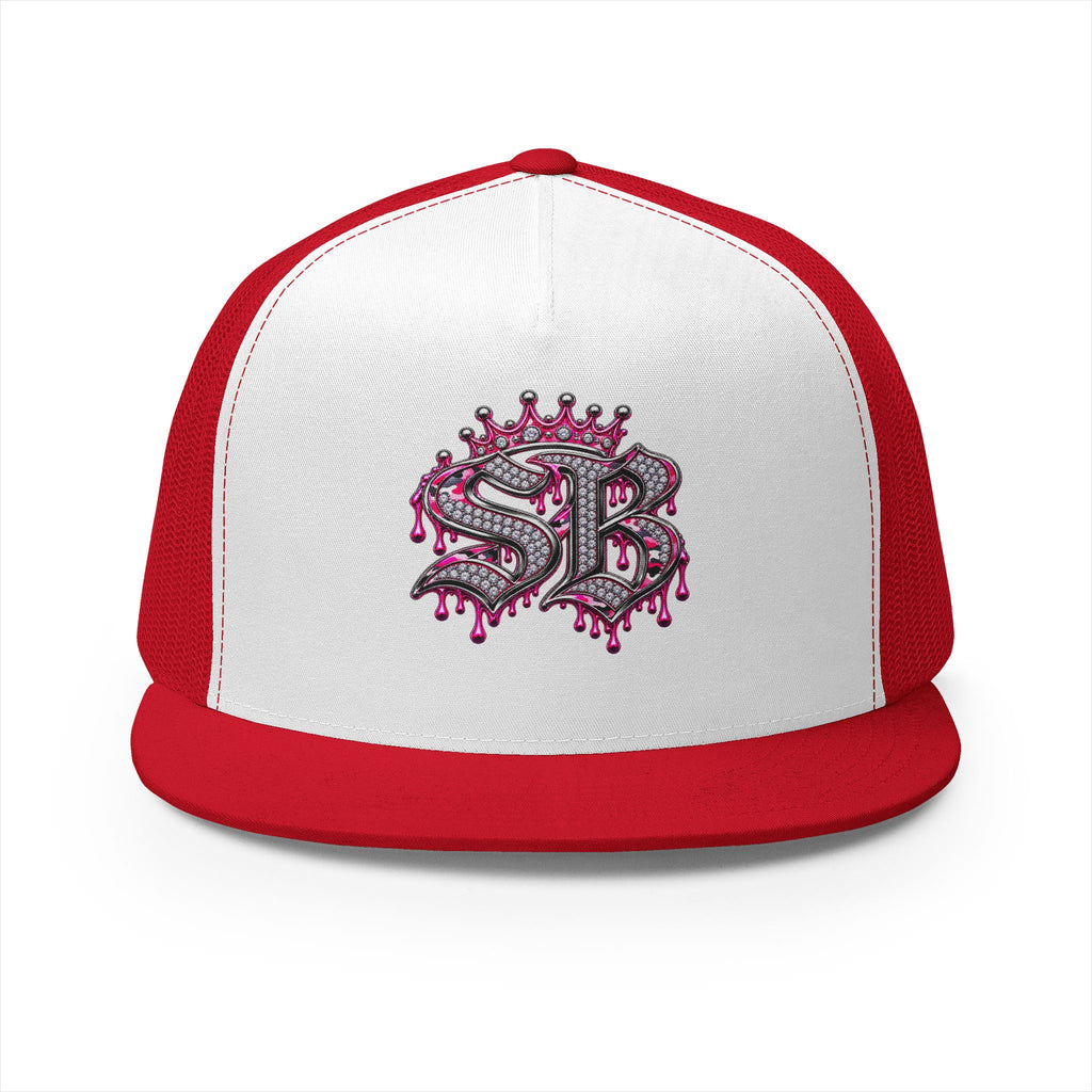 5 Panel Trucker Cap-PINK/SILVER SB LOGO-SCUMMIEBEARZ™
