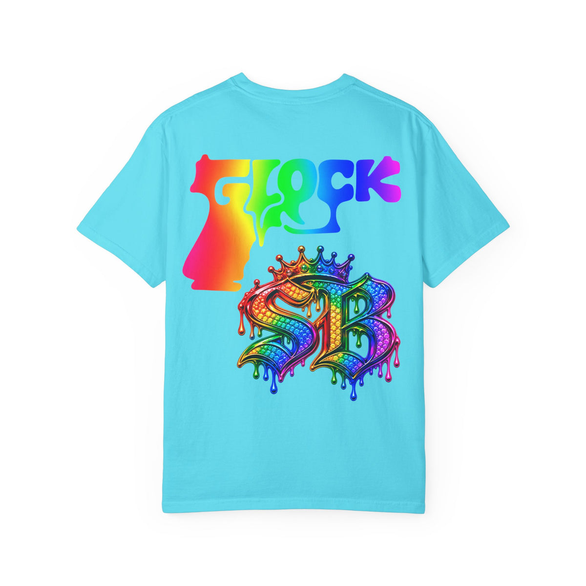 Unisex Garment-Dyed T-shirt-RAINBOW MASK LOGO GLOCK SB CROWN LOGO-SCUMMIEBEARZ™