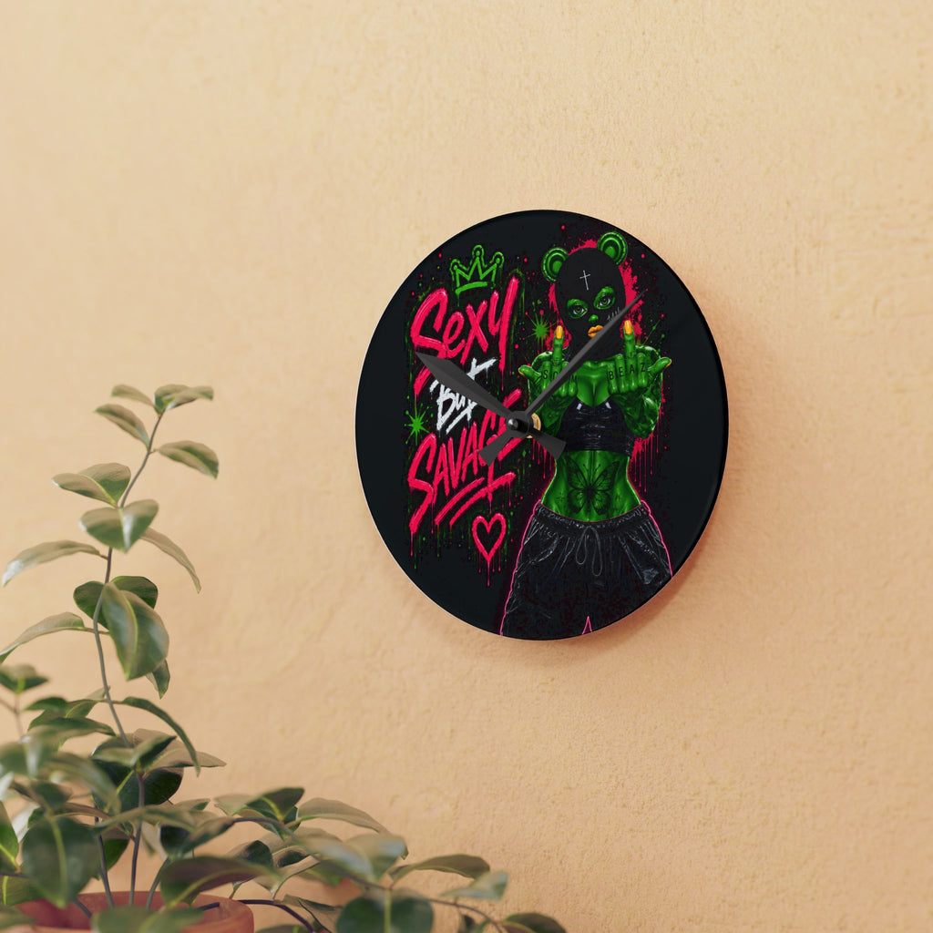 Acrylic Wall Clock-Sexy But Savage Green Remix