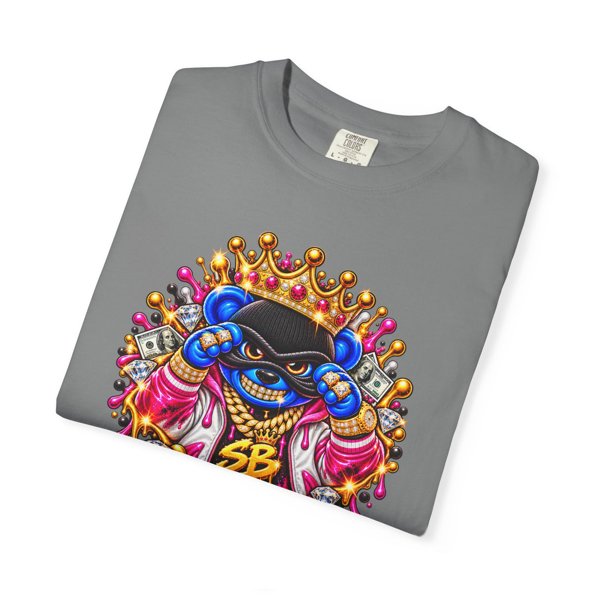 Unisex Garment-Dyed T-shirt-BLUE&PINK CROWN MASK LOGO CHOSEN BY GOD-SCUMMINGBEARZ™