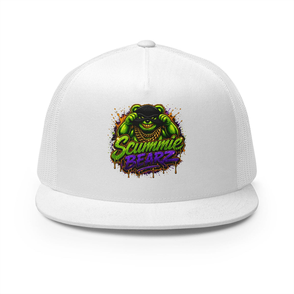 5 Panel Trucker Cap-GREEN/PURPLE MASK LOGO-SCUMMIEBEARZ™