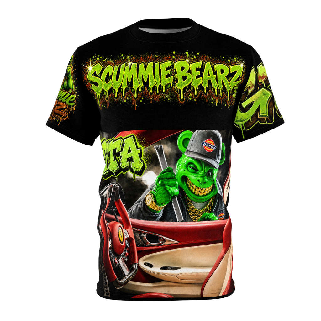 SCUMMIEBEARZ™ "GTA GREEN™ – DRIVE IT LIKE YOU STOLE IT" AOP Edition Unisex Men's Streetwear Tee