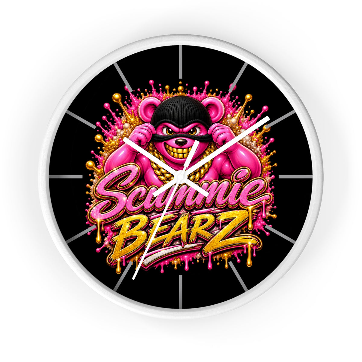 Wall Clock-Pink Scummie Bearz Mask Logo-SCUMMIEBEARZ™️