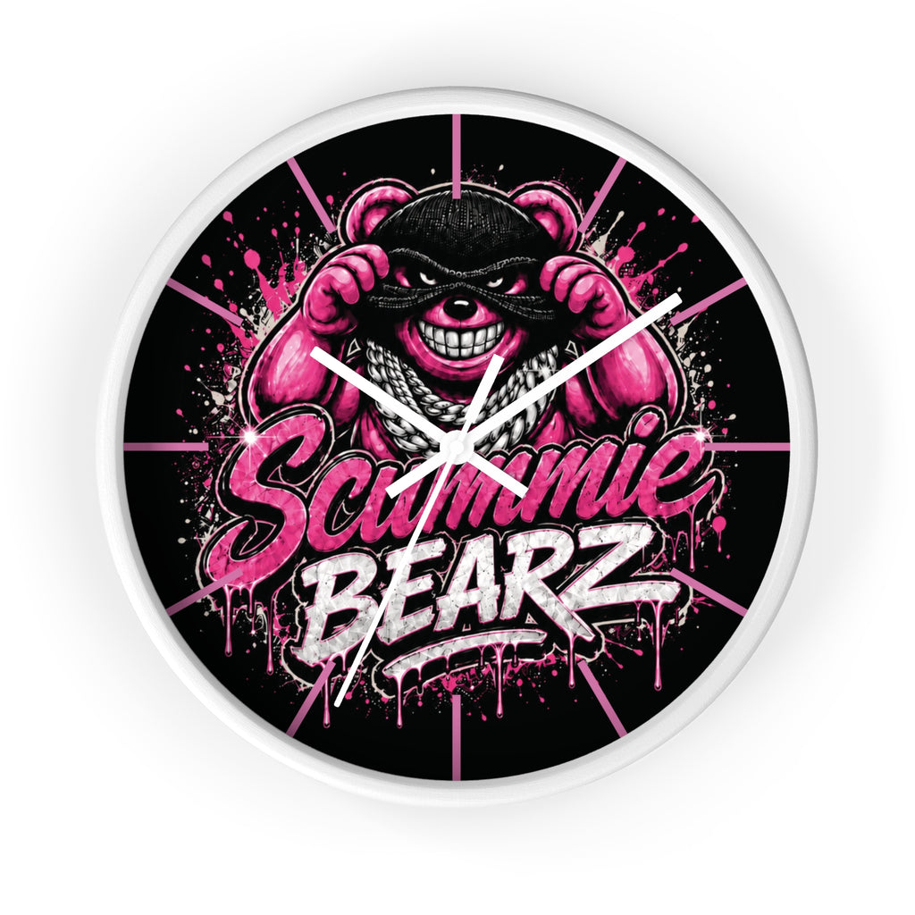 Wall Clock-PINK/SILVER MASK LOGO-SCUMMIEBEARZ™️