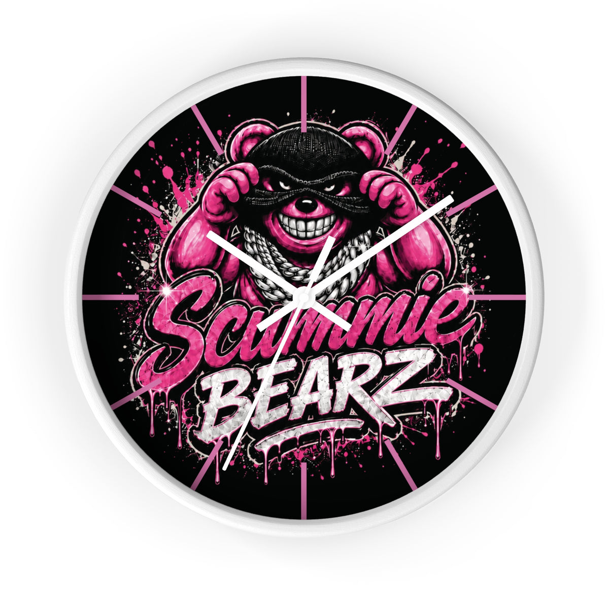 Wall Clock-PINK/SILVER MASK LOGO-SCUMMIEBEARZ™️