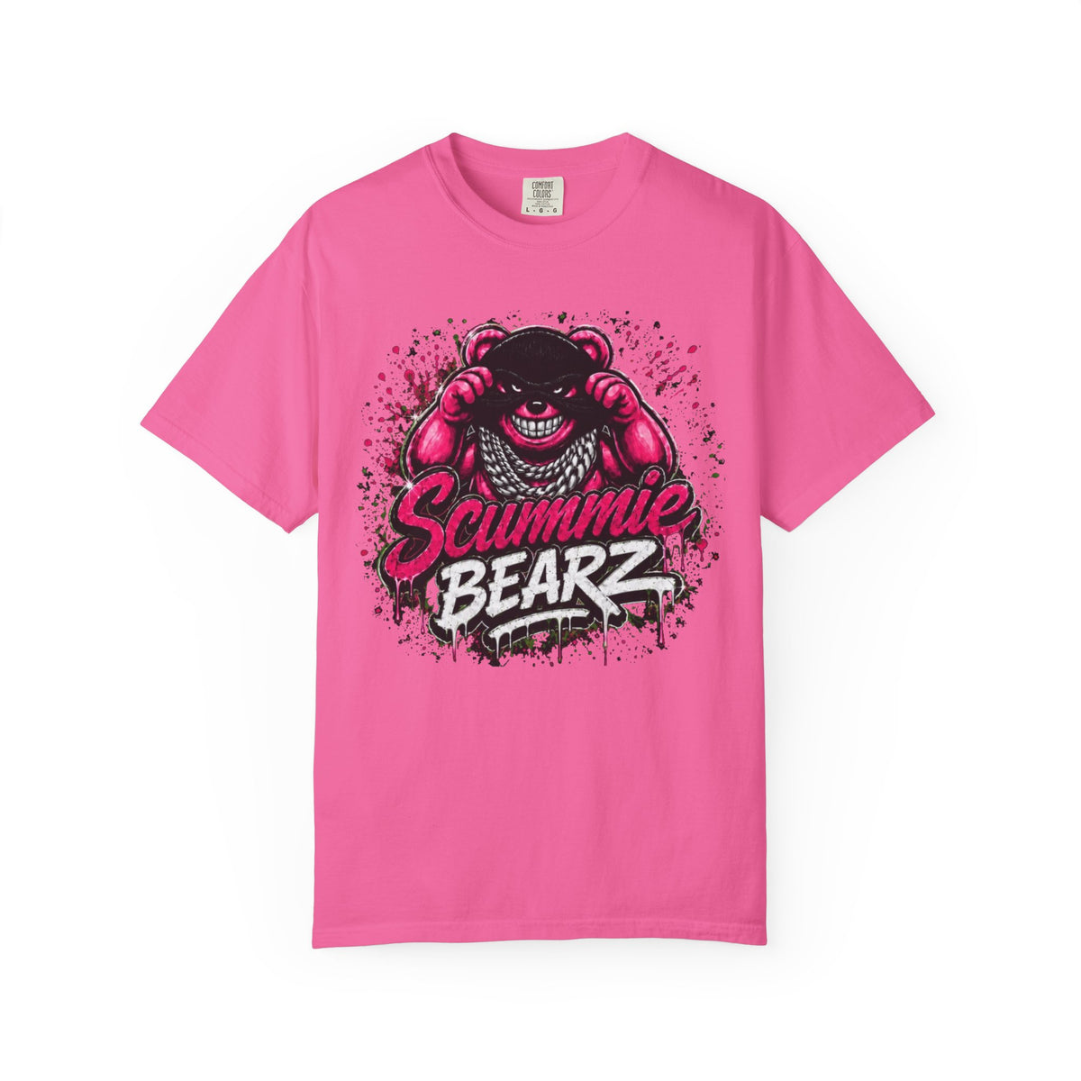 Unisex Garment-Dyed T-shirt-PINK MASK LOGO& IF YOU SLIP SHE WILL GRIP-SCUMMIEBEARZ™