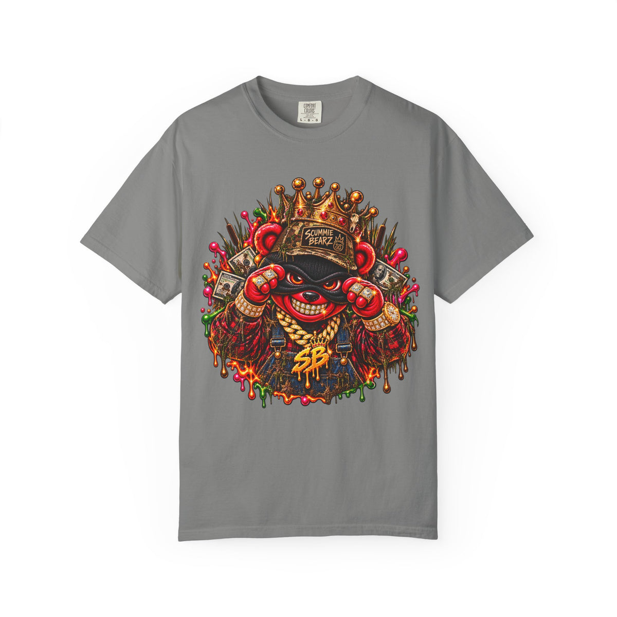 Unisex Garment-Dyed T-shirt-HILLBILLY cROWN MASK/GLOCK LOGO-SCUMMIEBEARZ™️