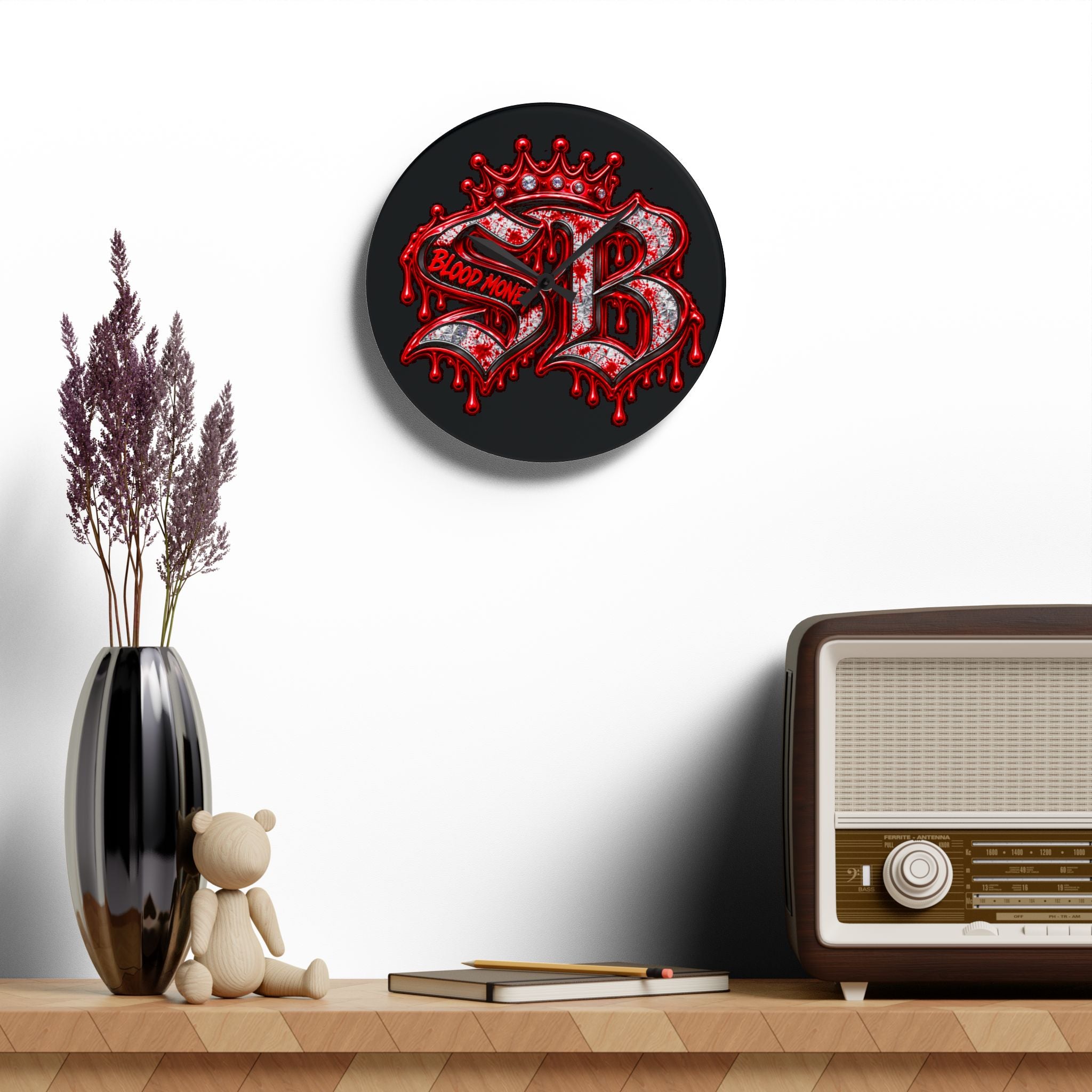 Acrylic Wall Clock-Blood Money SB Logo