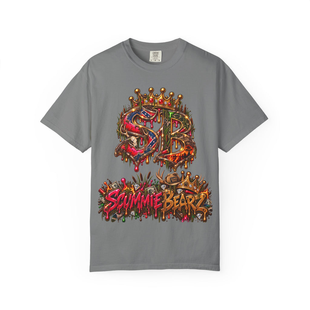 Unisex Garment-Dyed T-shirt-HILLYBILLY CROWN SB LOGO HILLBILLY -SCUMMIEBEARZ™