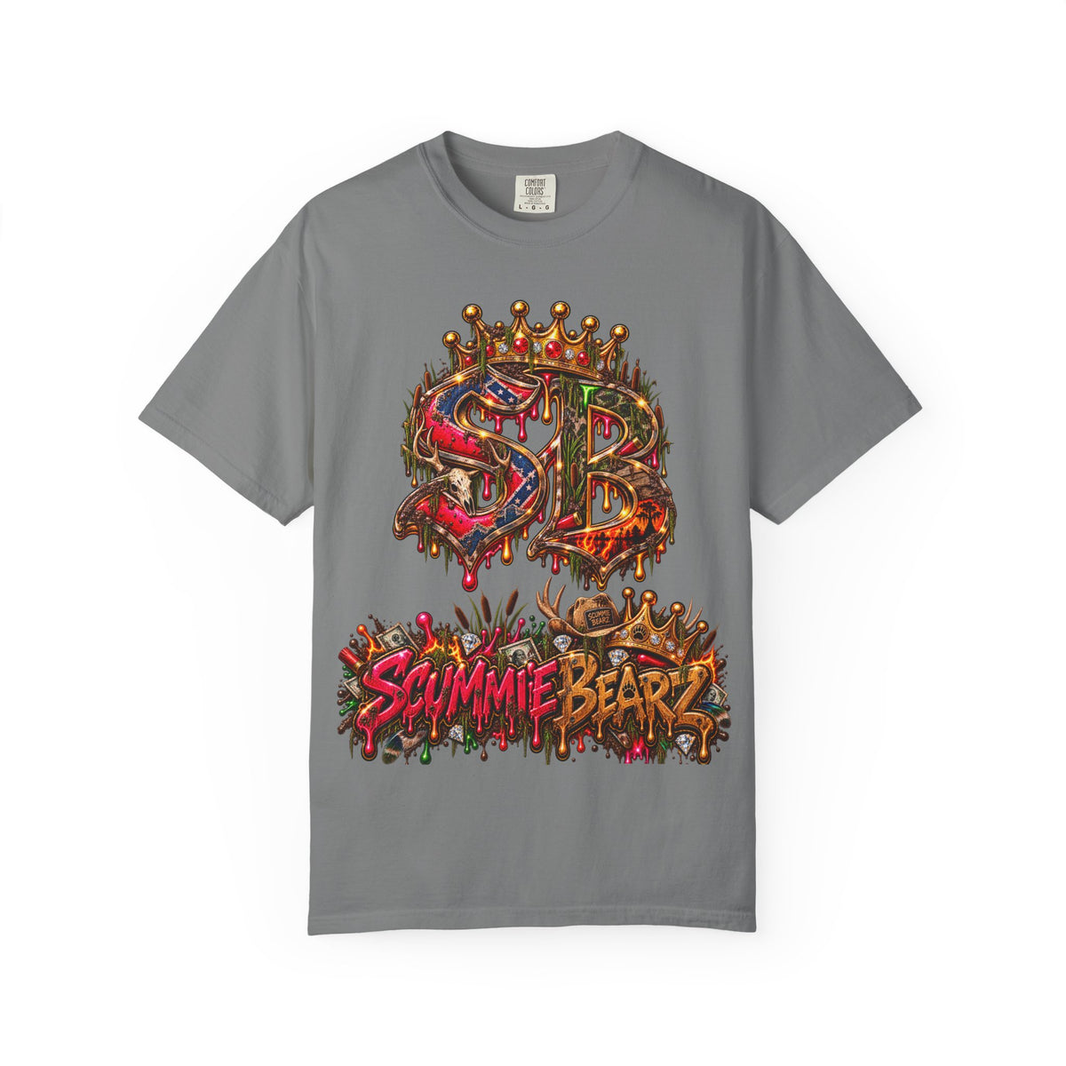 Unisex Garment-Dyed T-shirt-HILLYBILLY CROWN SB LOGO HILLBILLY -SCUMMIEBEARZ™