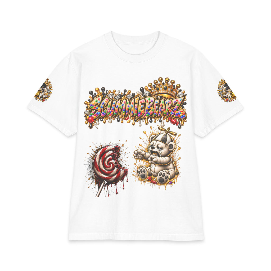 Like Stealing Candy from a Baby — White & Gold Edition | SCUMMIEBEARZ™ Shaka Wear Heavyweight Tee