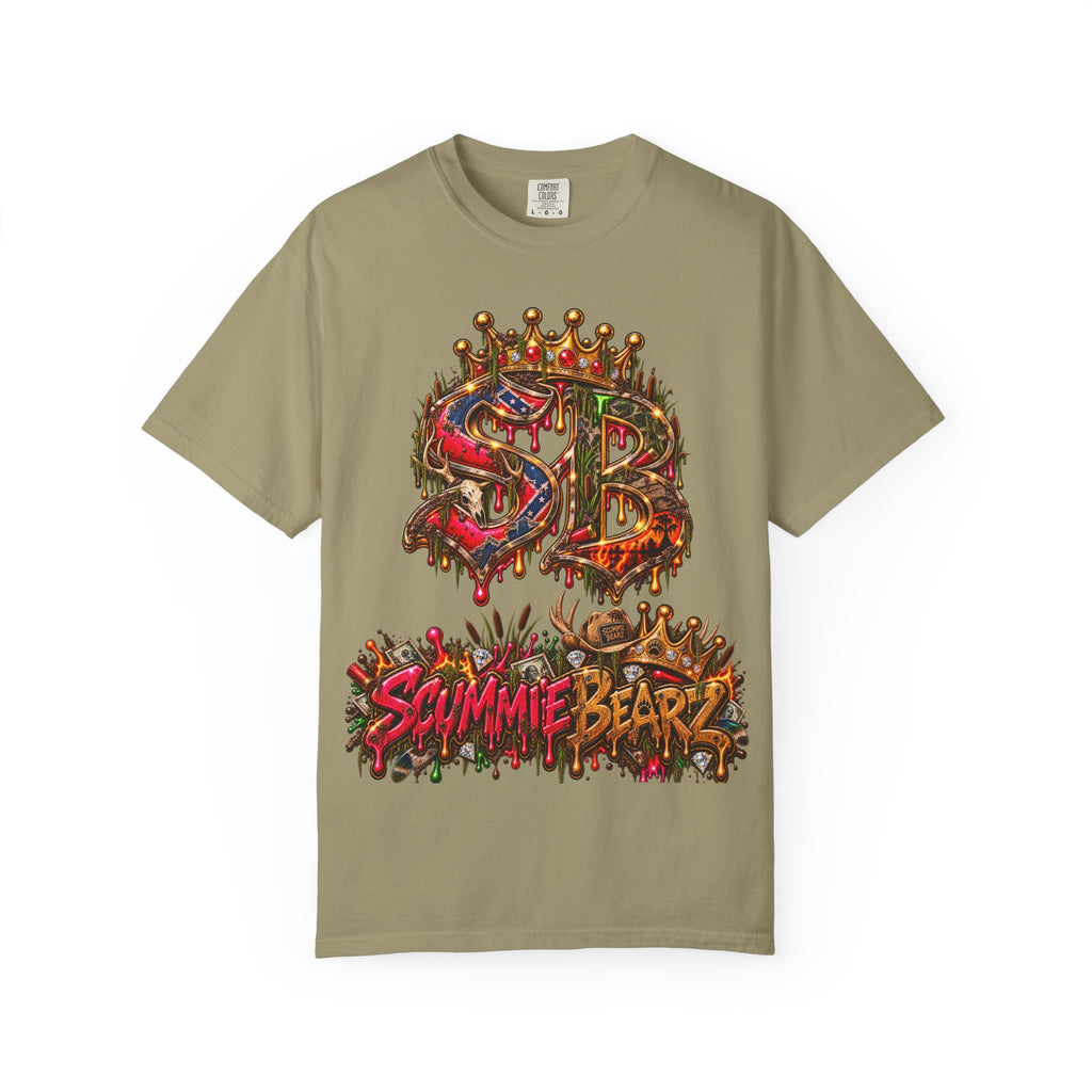 Unisex Garment-Dyed T-shirt-HILLYBILLY CROWN SB LOGO HILLBILLY -SCUMMIEBEARZ™